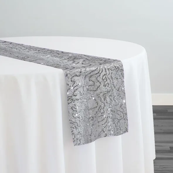 10pcs - Bedazzle Table Runner 14"x108" - Silver White