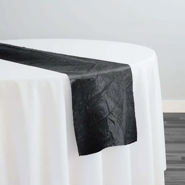 10pcs - Crush Satin (Bichon) Table Runner 20"x154" - Black