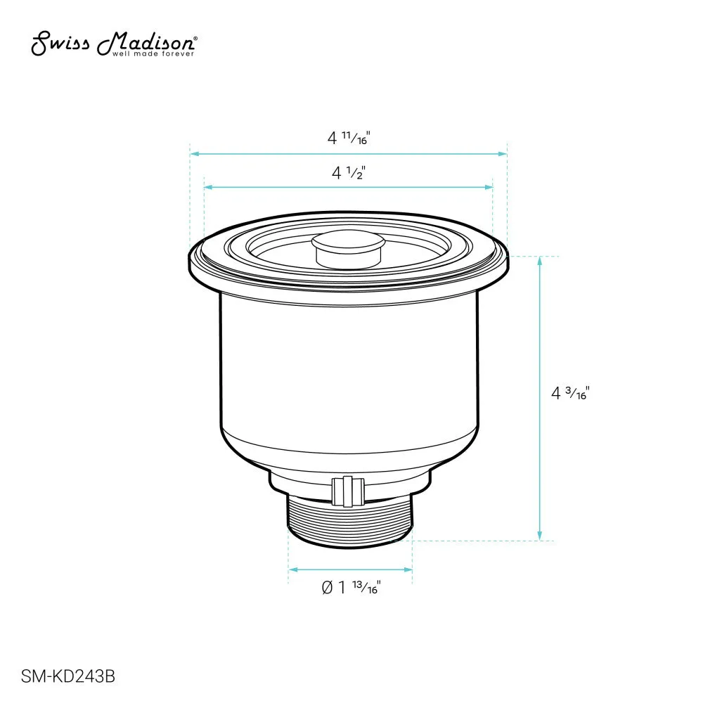 4.5" Stainless Steel Basket Drain in Black