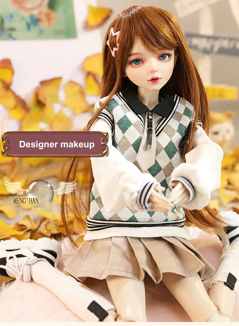 60cm BJD Doll for Girls | Designer Makeup, Rotatable Two-Colored Eyes, 1/3 Scale, Perfect Gift