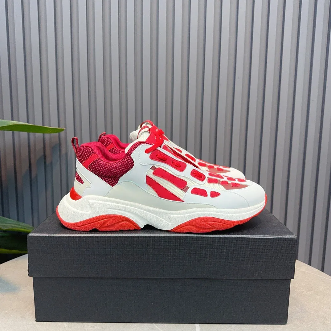 AMR Red and White Bone Runner Sneakers-050