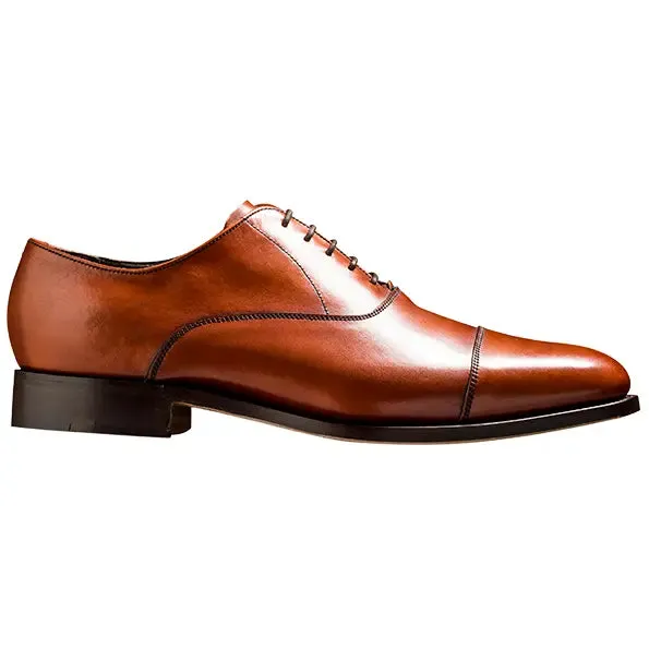 BARKER Duxford Shoes - Mens Oxford Toe Cap - Rosewood Calf