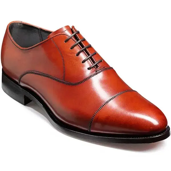 BARKER Duxford Shoes - Mens Oxford Toe Cap - Rosewood Calf