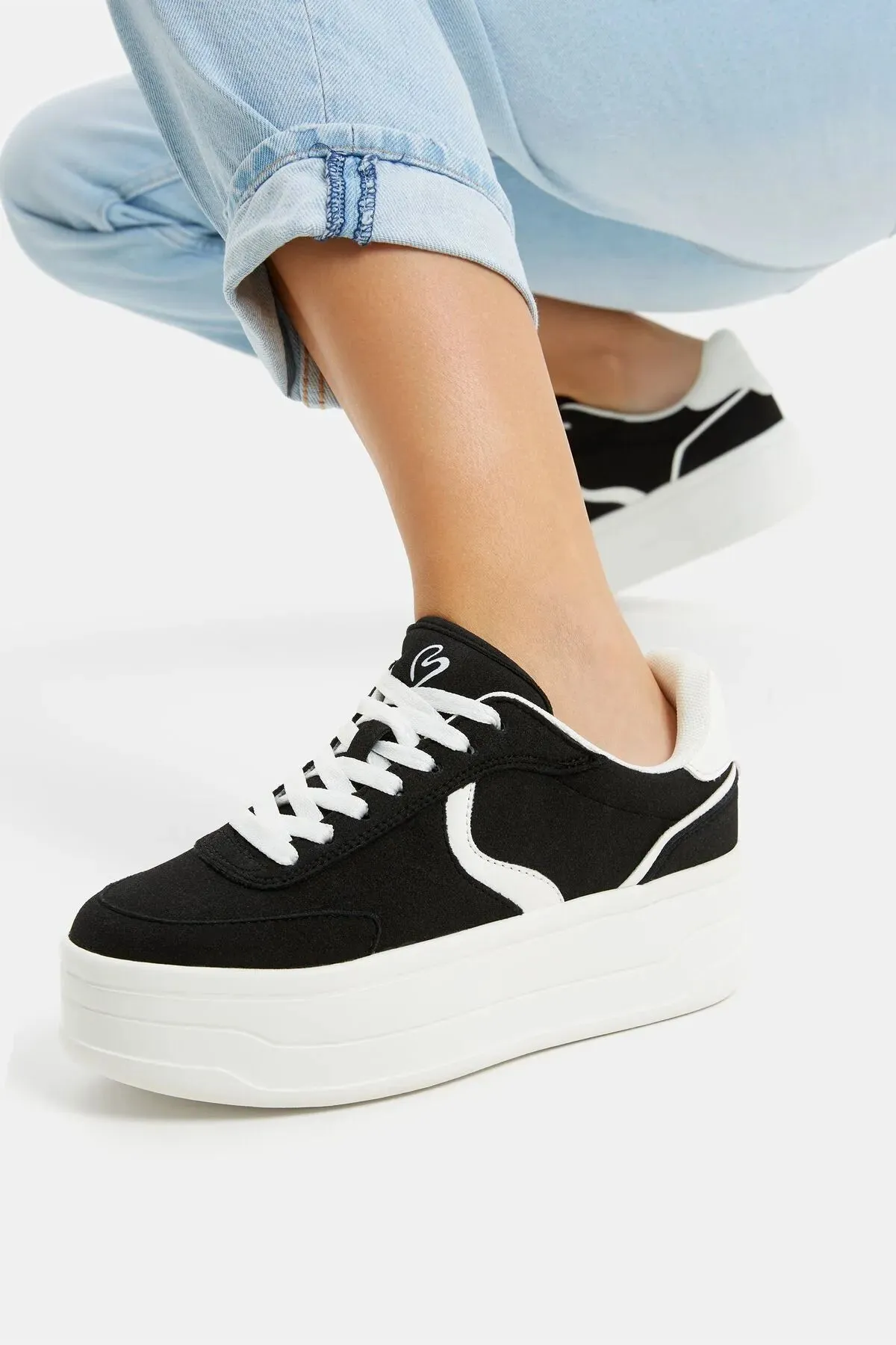 Bershka Women's Contrast Platform Sneakers