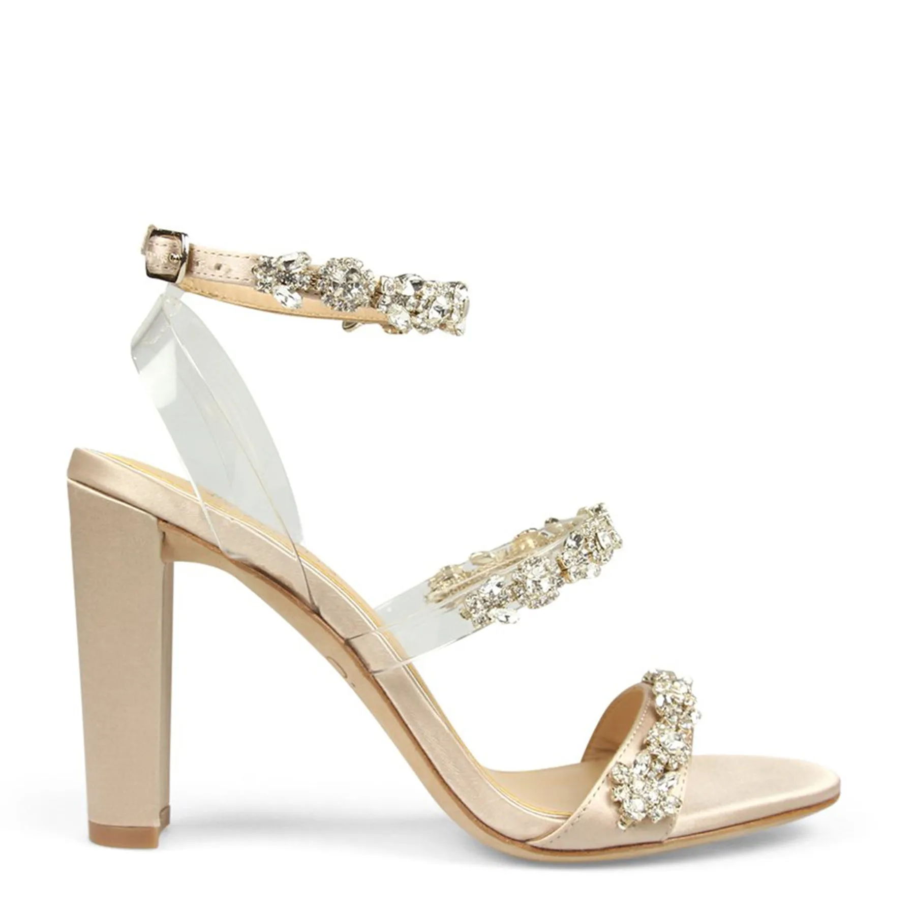 Blake - Nude Crystal Embellished Evening Block Heel