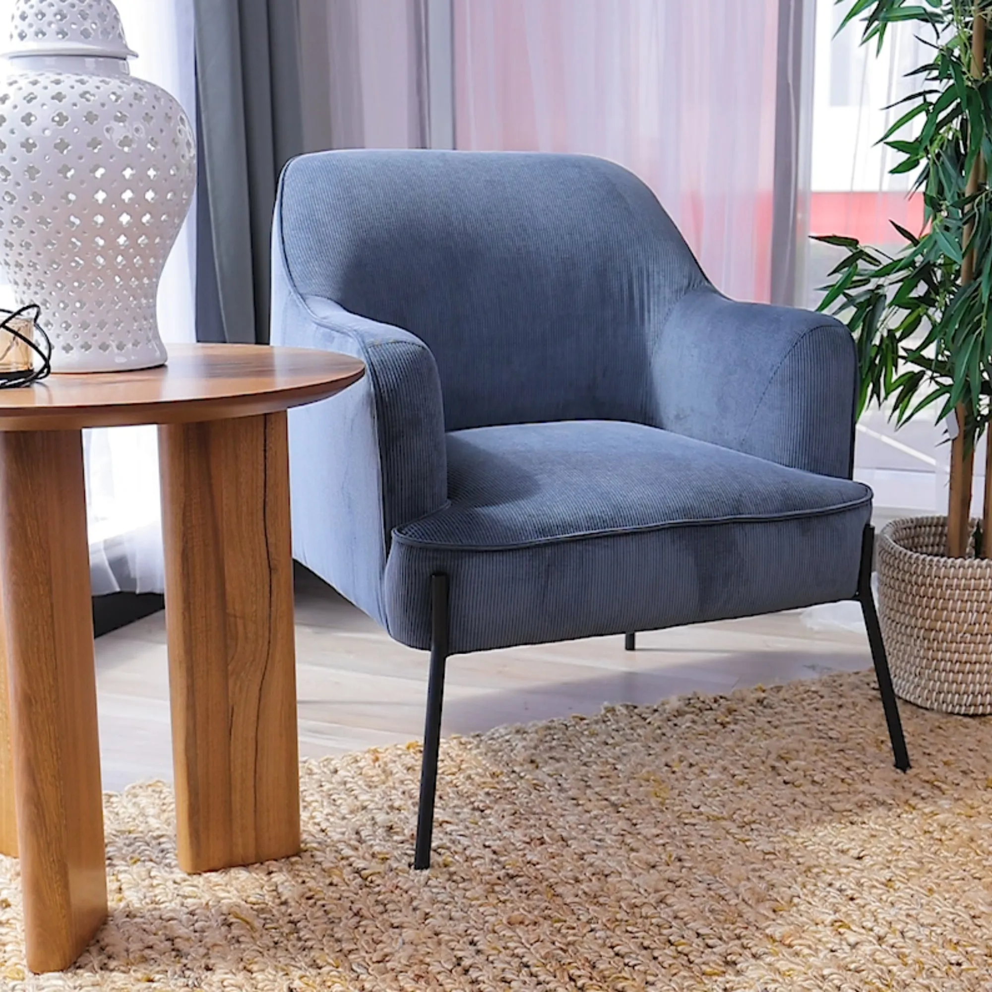 Comfortable Scandinavian Chenille Armchair, Slate Grey