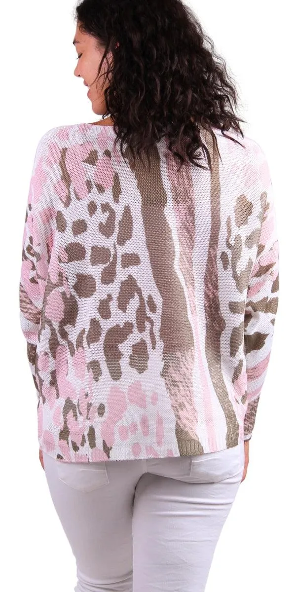 Daria Batwing Sweater with Cheetah Print