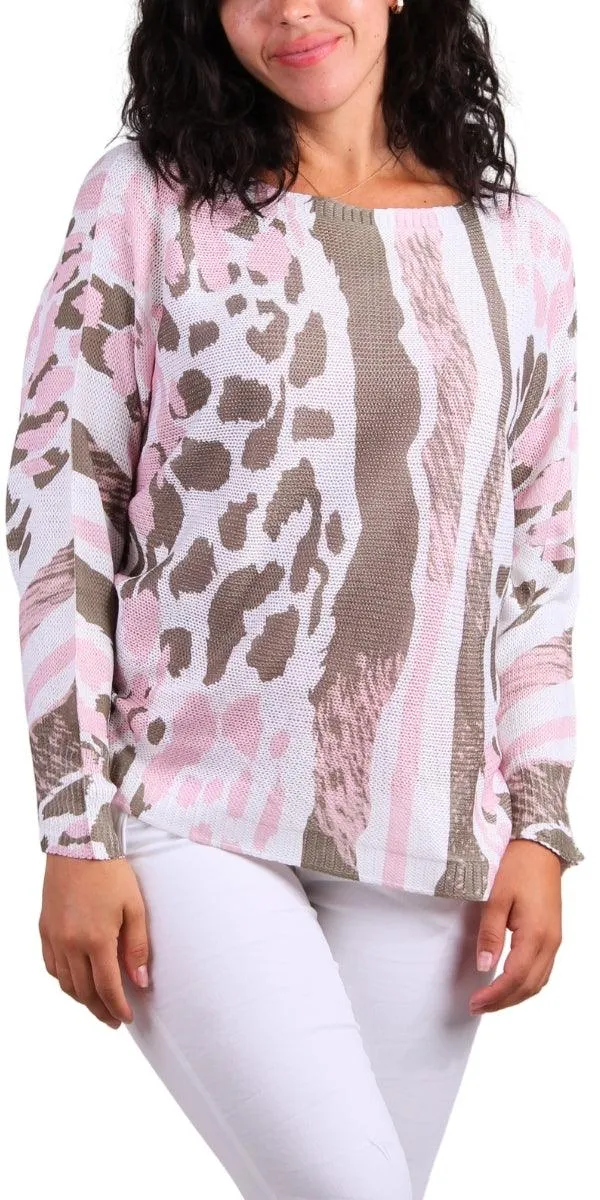 Daria Batwing Sweater with Cheetah Print