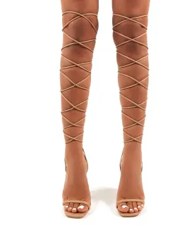 Dazed Nude PU Barely There Strappy Stiletto High Heels