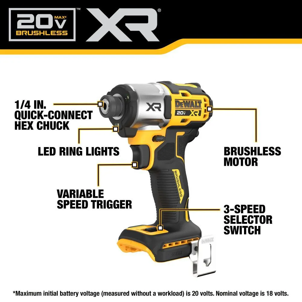 DeWalt DCF845P2 20V Max XR 1/4"  Impact Driver Kit