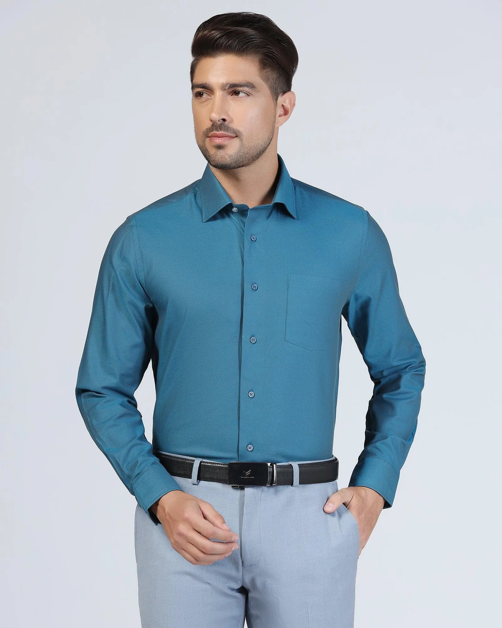 Formal Teal Textured Shirt - Jim