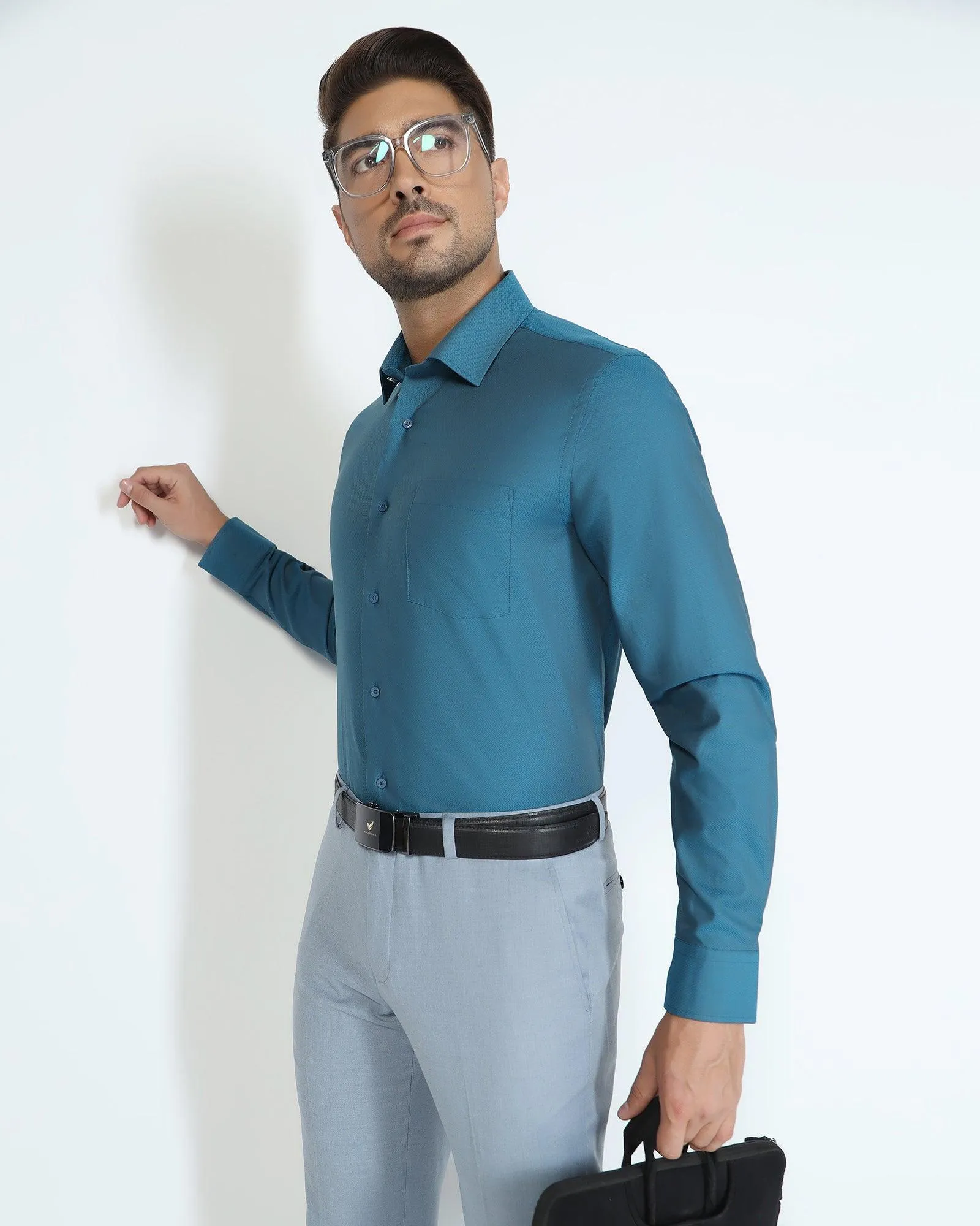 Formal Teal Textured Shirt - Jim