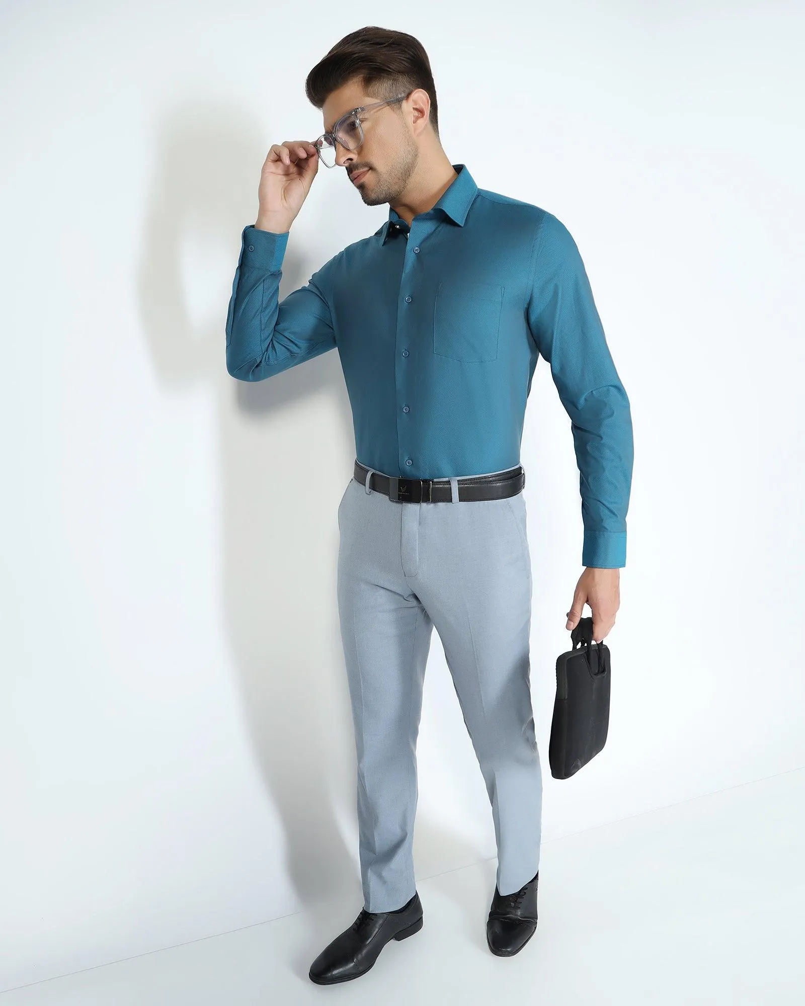 Formal Teal Textured Shirt - Jim