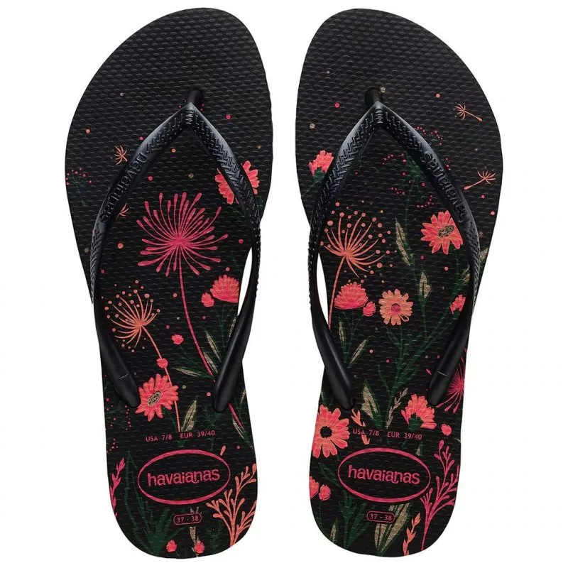 Havaianas Slim Organic Womans FlipFlops - Black / Pink