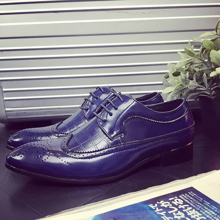 Italian Luxury Lace Up Pointed Brogue Shoes