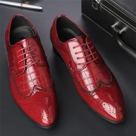 Italian Luxury Lace Up Pointed Brogue Shoes