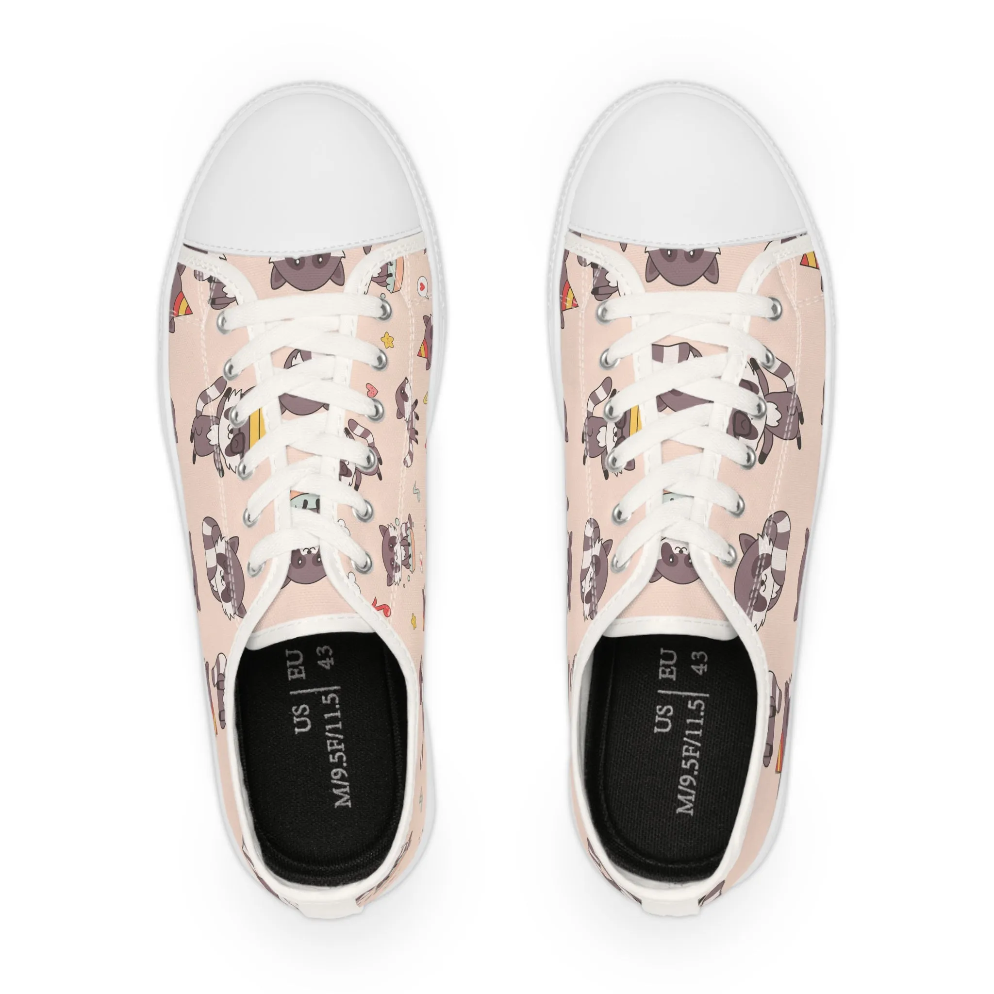 Kawaii Raccoon Men's Low Top Sneakers