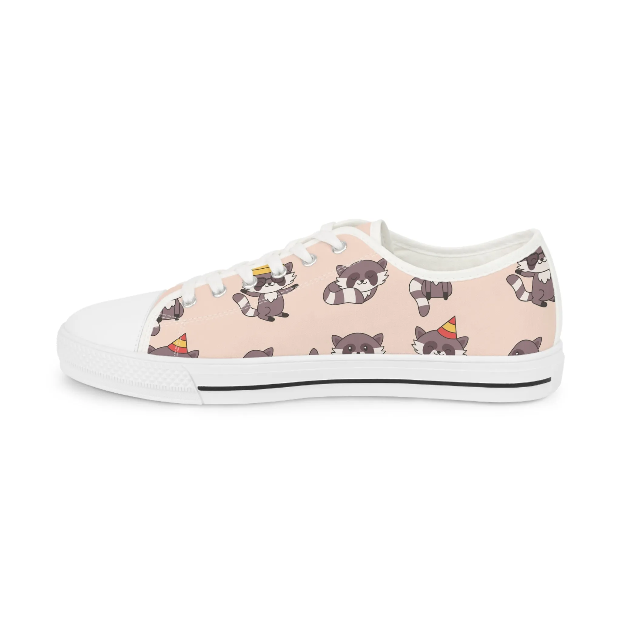 Kawaii Raccoon Men's Low Top Sneakers