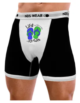 Life is Better in Flip Flops - Blue and Green Mens Boxer Brief Underwear