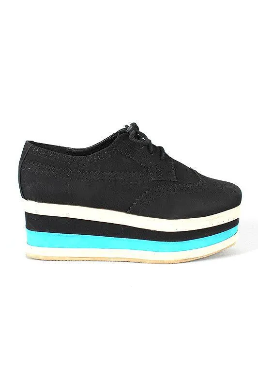 Navy platform oxford shoes