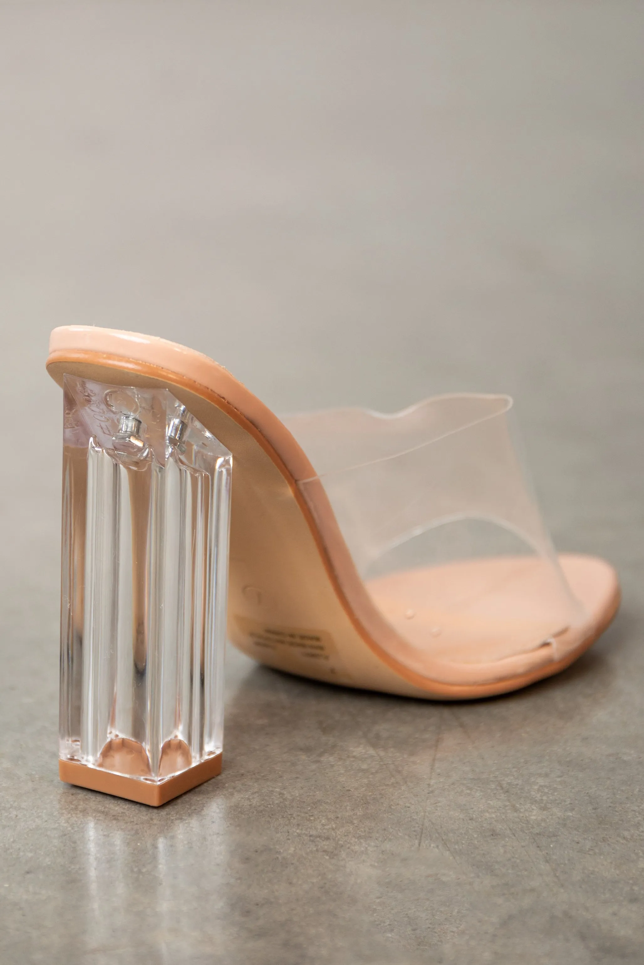 Nude Transparent Strap Lucite High Heels