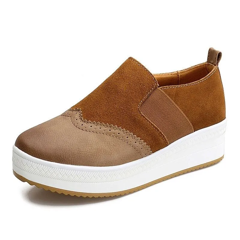 OCW Height Increase Women Genuine Leather Slip-ons