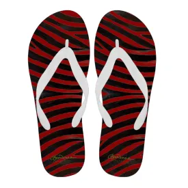 Red Zebra Flip Flops