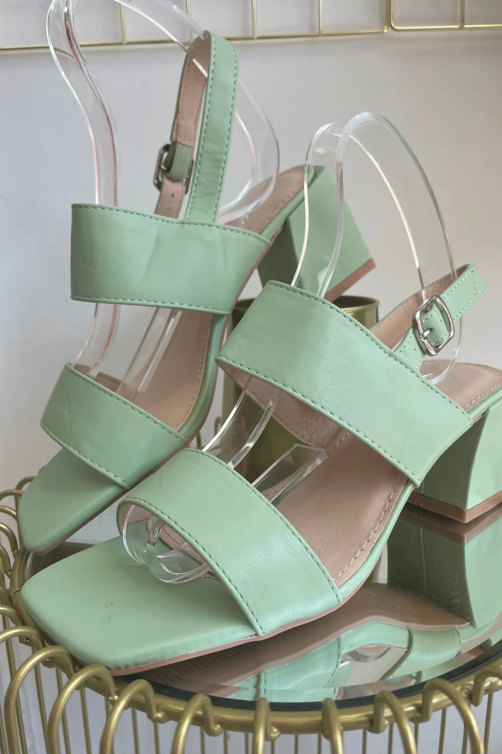 Sage Green Strap Sandal Heel