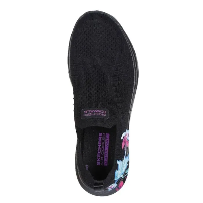 Skechers Go Walk 7 Black Multi Floral Womens Slip On Shoe