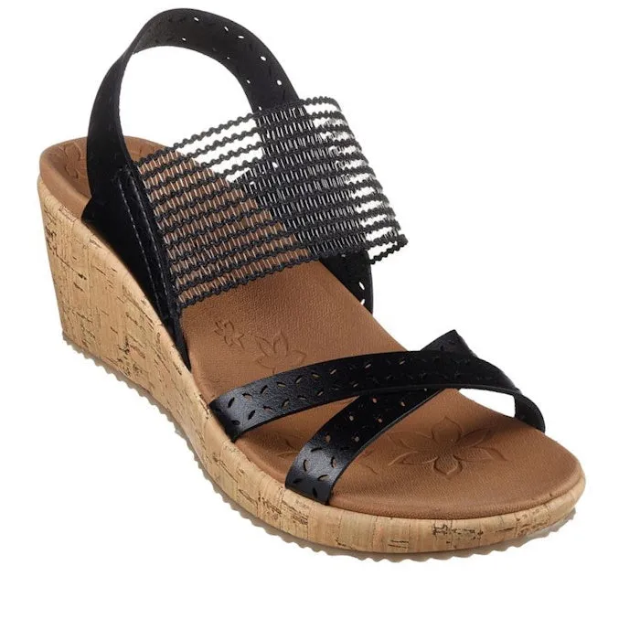 Skechers Womens Wedges Sandals Beverlee Boho Glow Black