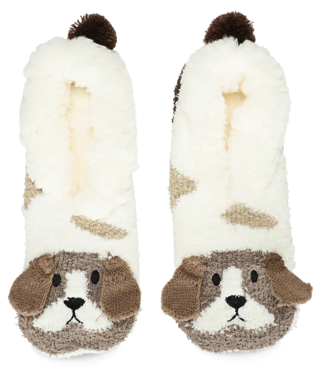 Women's Puppy Embellished Plush Lined Slipper -Medium/Large